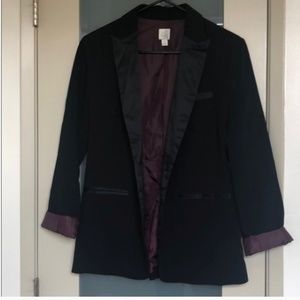 LC Lauren Conrad Black Blazer Purple Lining Satin